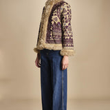 giacca ricamata con montone SANDORA JACKET CAMEL antik batik