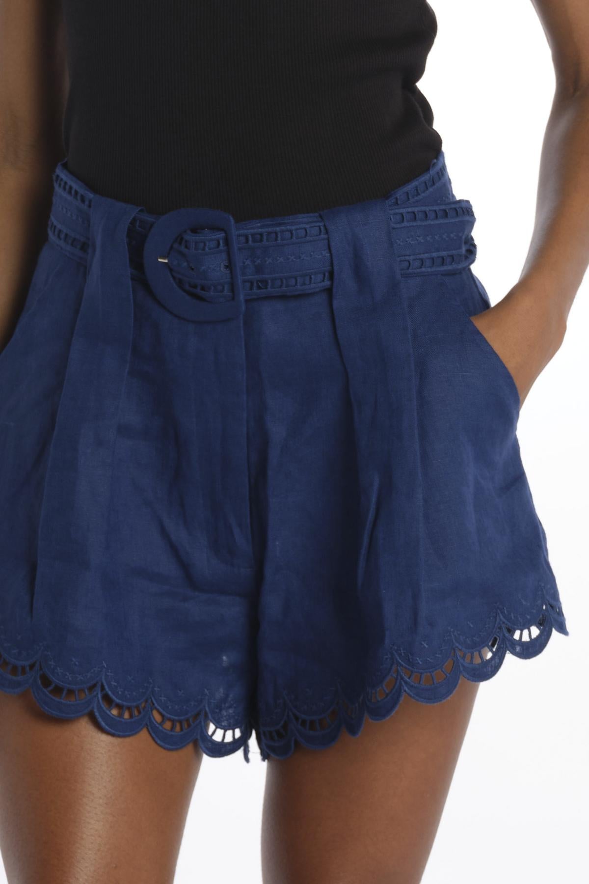 Shorts RICHELIEU lino con cintura+ricamo 337200 NAVY BLUE farm rio