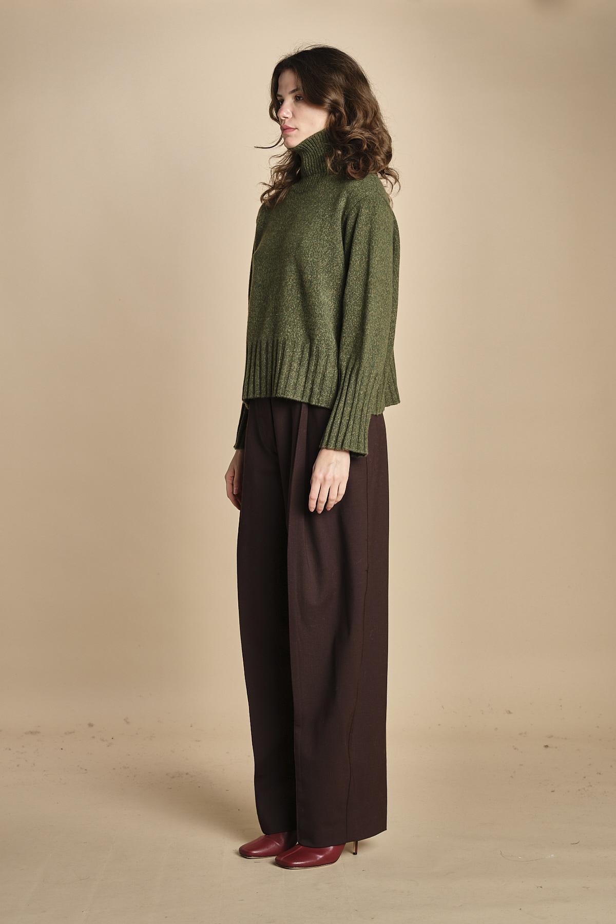 maglia dolcevita in moulinè MIL1 MOULINE 14023 VERDE milaura