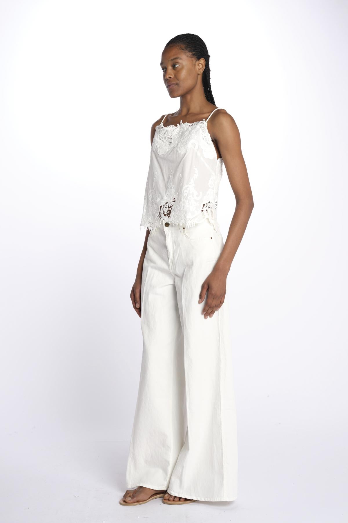 Top LACE spallina ricamato 337201 OFFWHITE farm rio