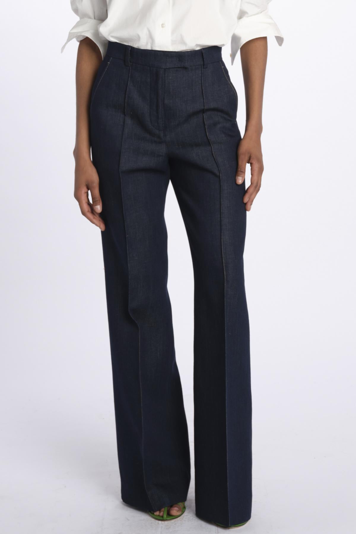 Pantalone OTTAVIA denim dritto nervature OTTAVIA673855 612 quelledue