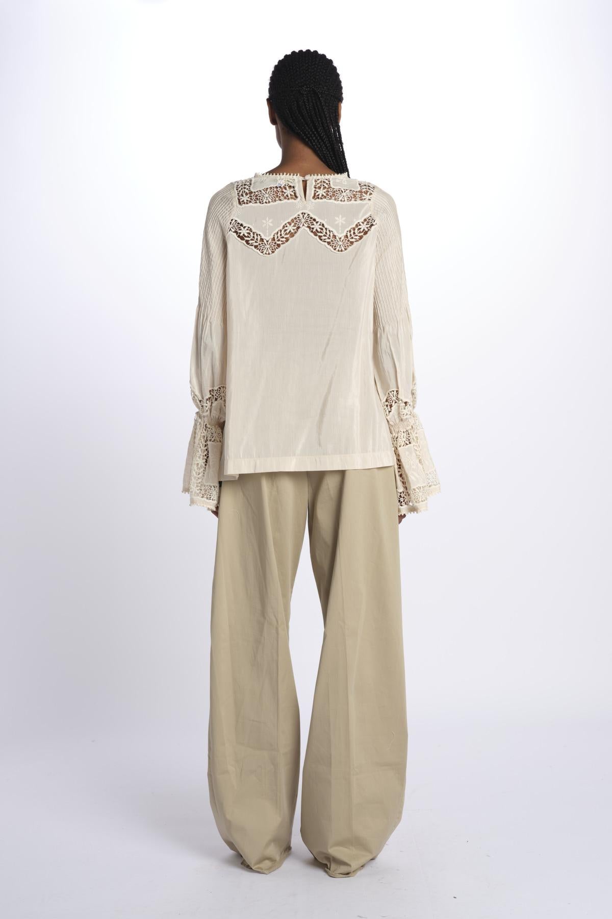 Camicia COSIMA nervature pizzo COSIMA TOP BEIGE lug von siga
