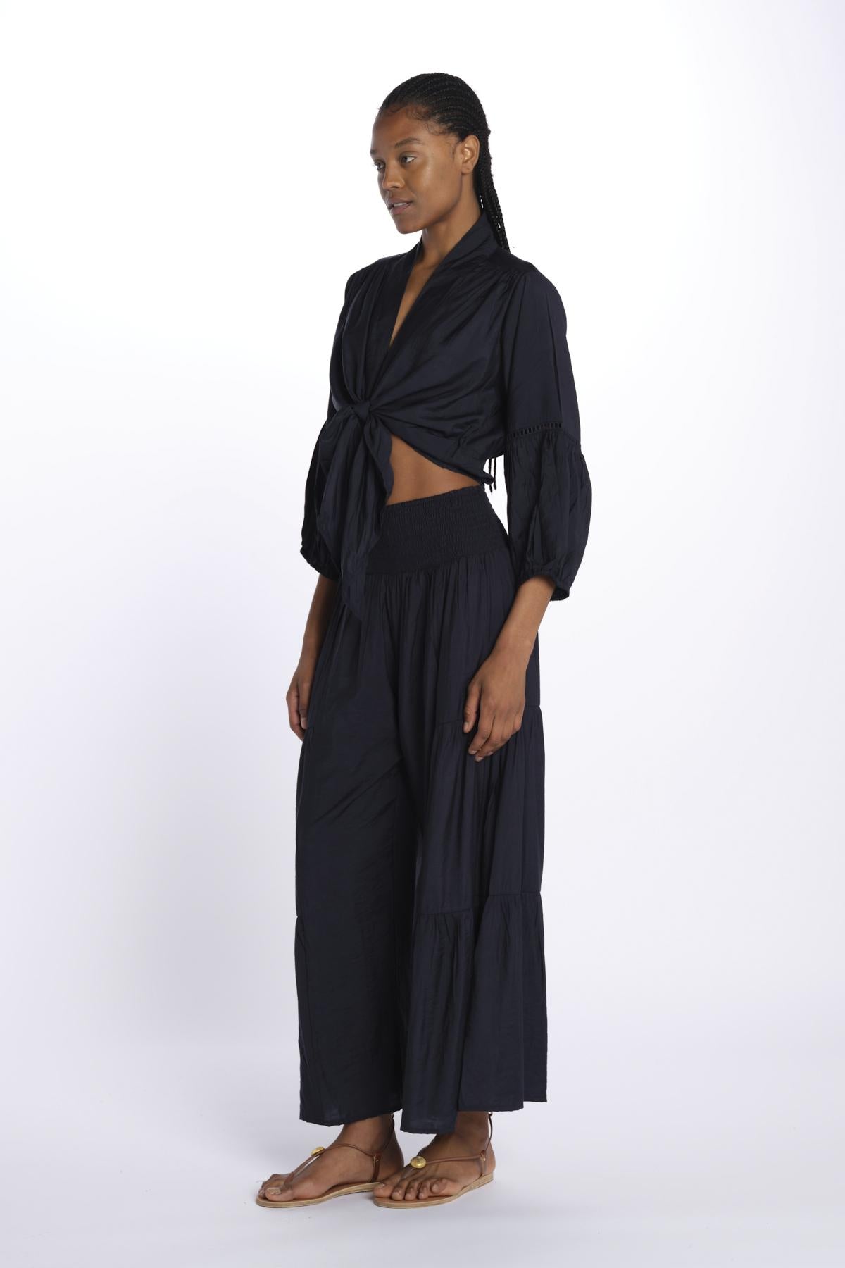 MARIA top con nodo e maniche lunghe MARIA INDIGO laraethnics
