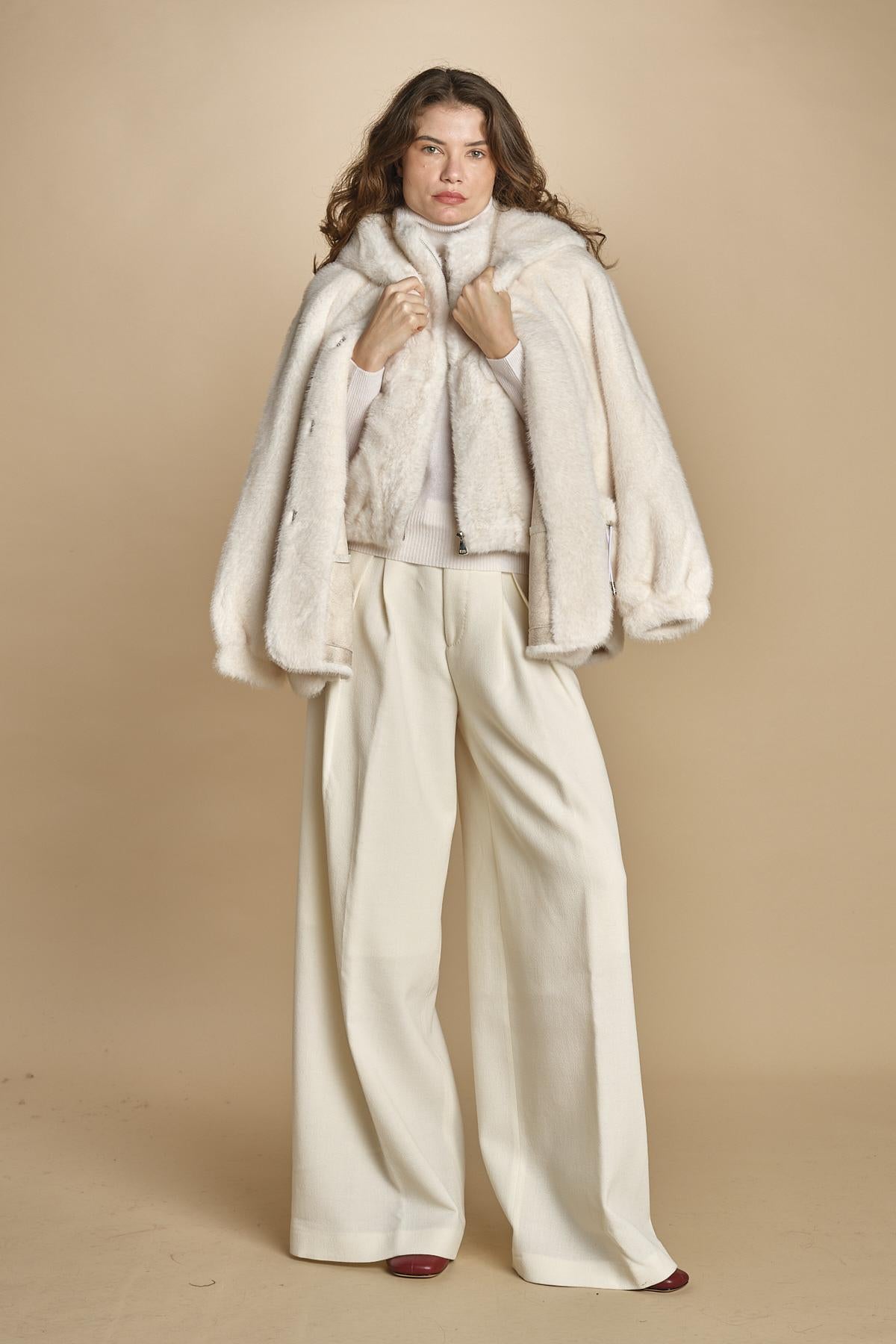 gilet in ecofur. GABI ECRU giovanni paris