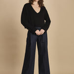 Maglia over scolloV D230738A NERO milaura