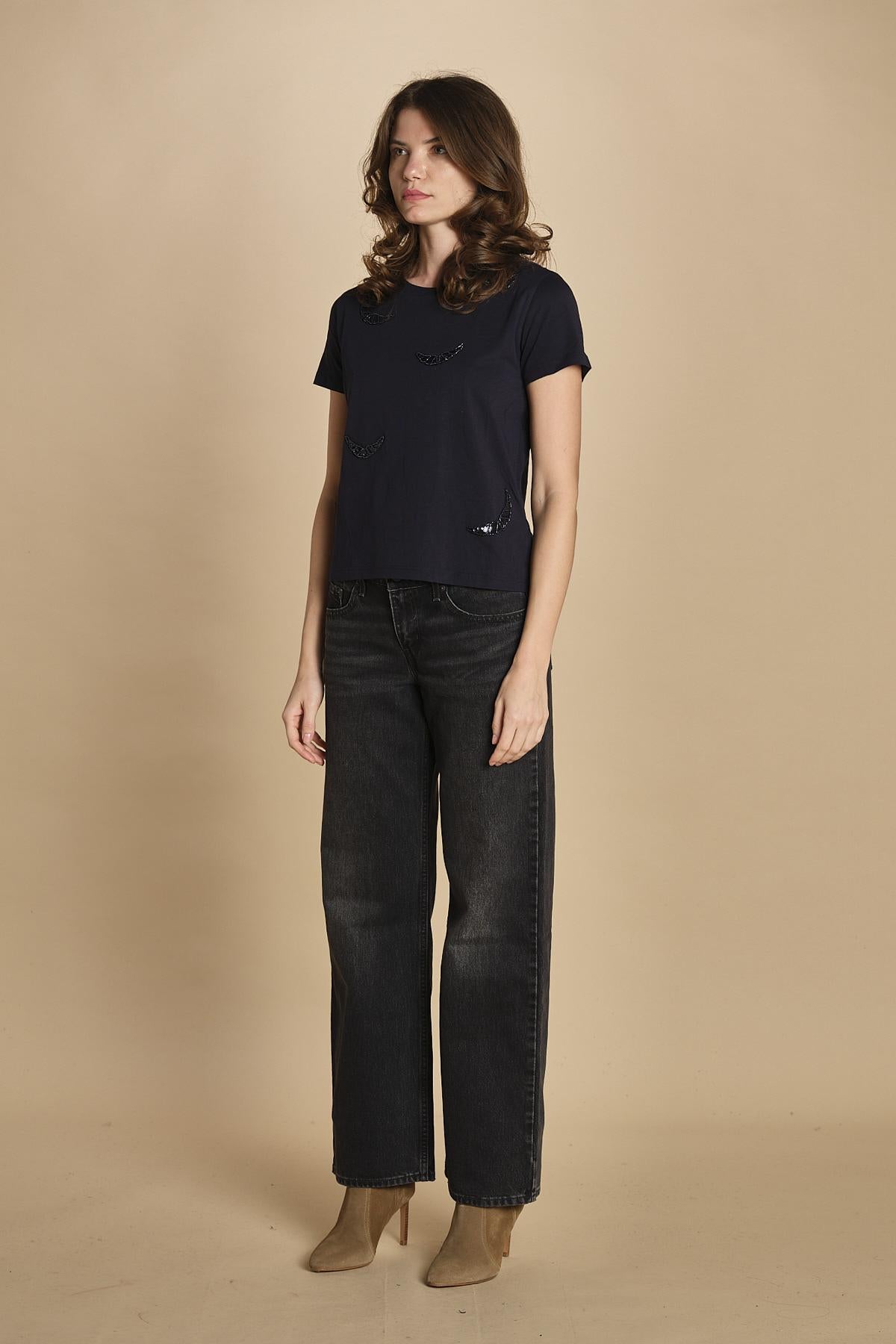 t-shirt con ali ricamate. JWTS02821 ENCRE 404 zadig & voltaire