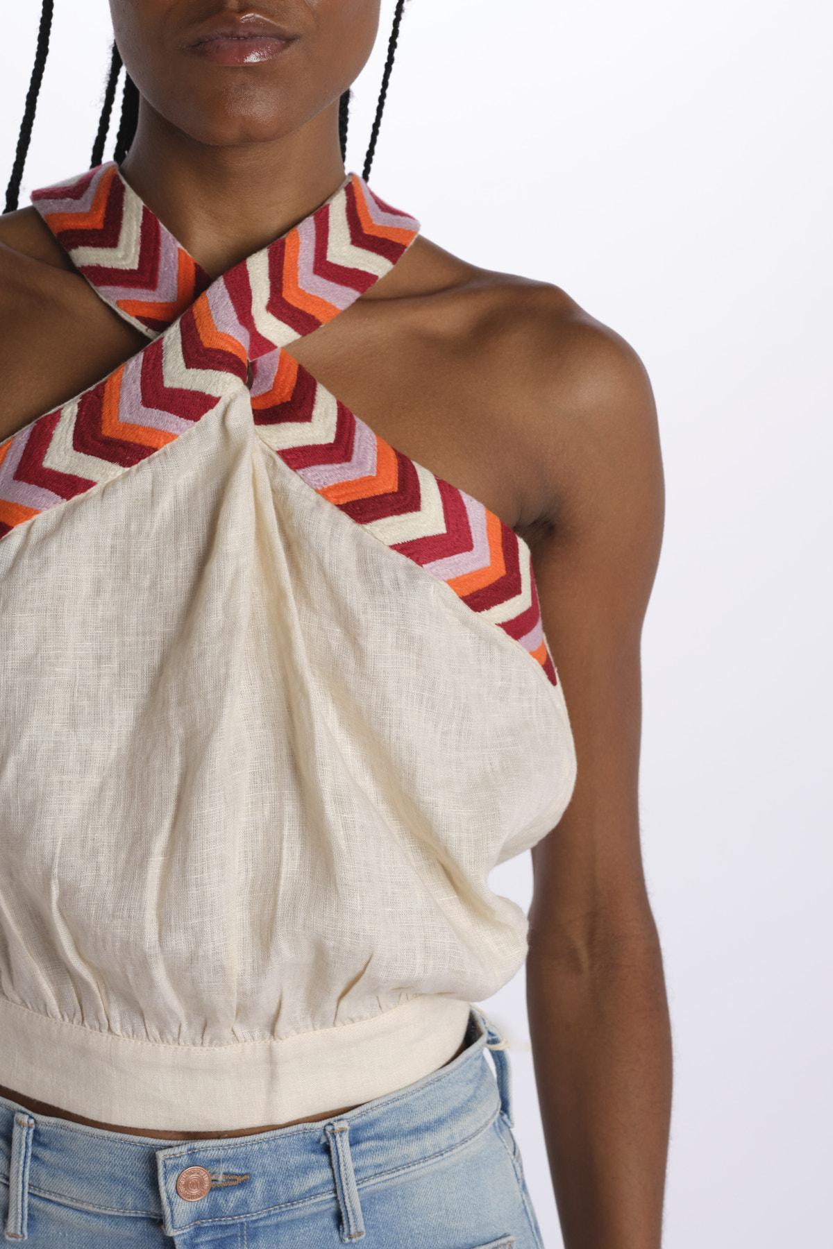 Top ricamo WILLOEMBROIDERY BEIGE chufy