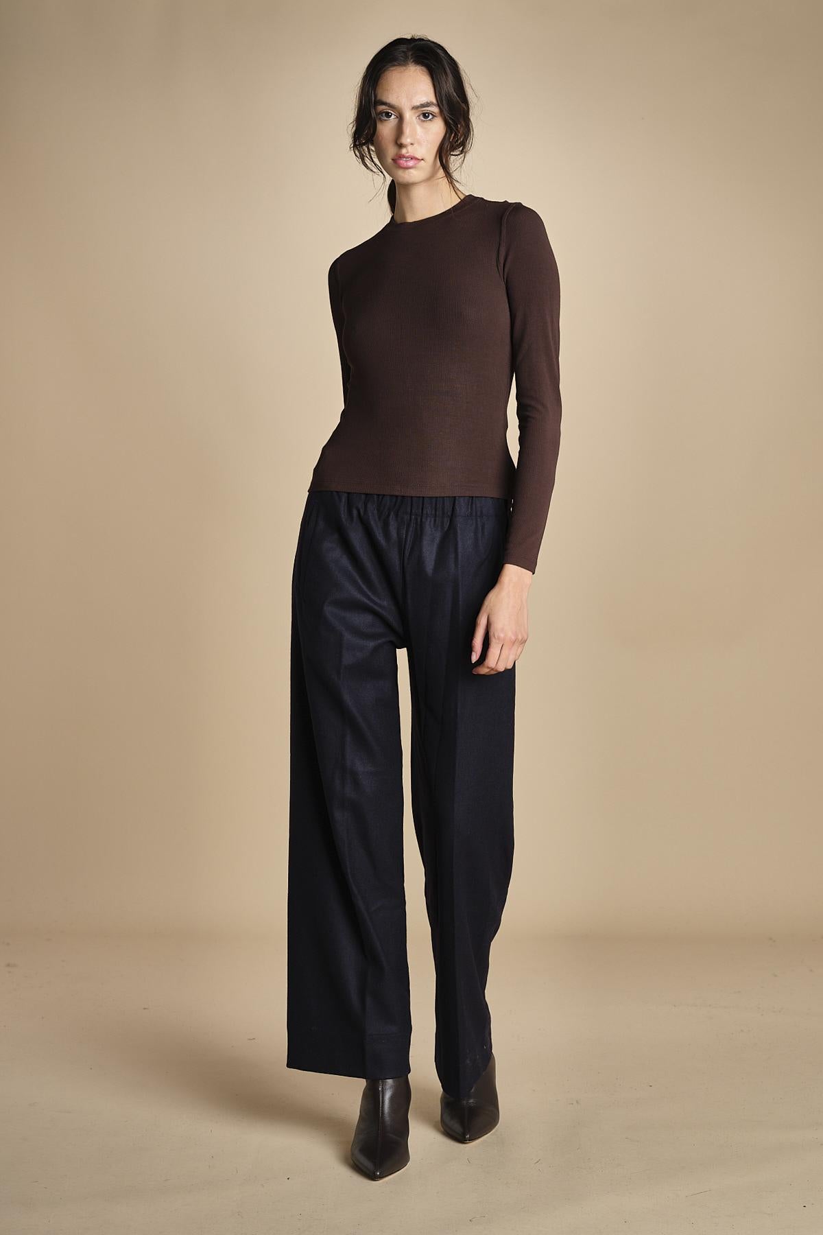 pantalone con elastico in punto milano PENSIL BLU NAVY true avenue