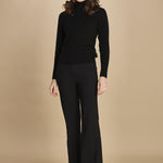 pantalone lungo a zampa. PAOLINA PL142 NERO nine in the morning