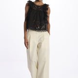 MARJA embroidert flutter tank E118 BLACK sea ny
