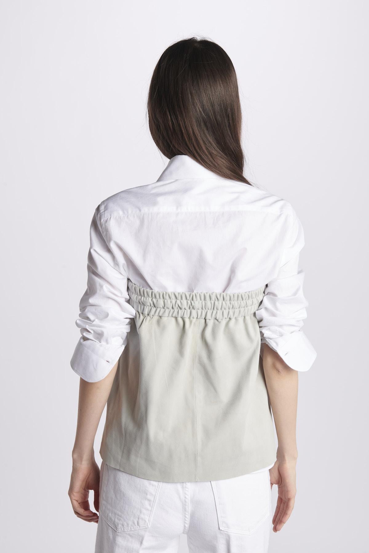 Top camoscio coulisse MIL046 BEIGE CHIARO milaura
