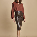 gonna longuette in ecopelle 30702-302 MORO 69 federica tosi