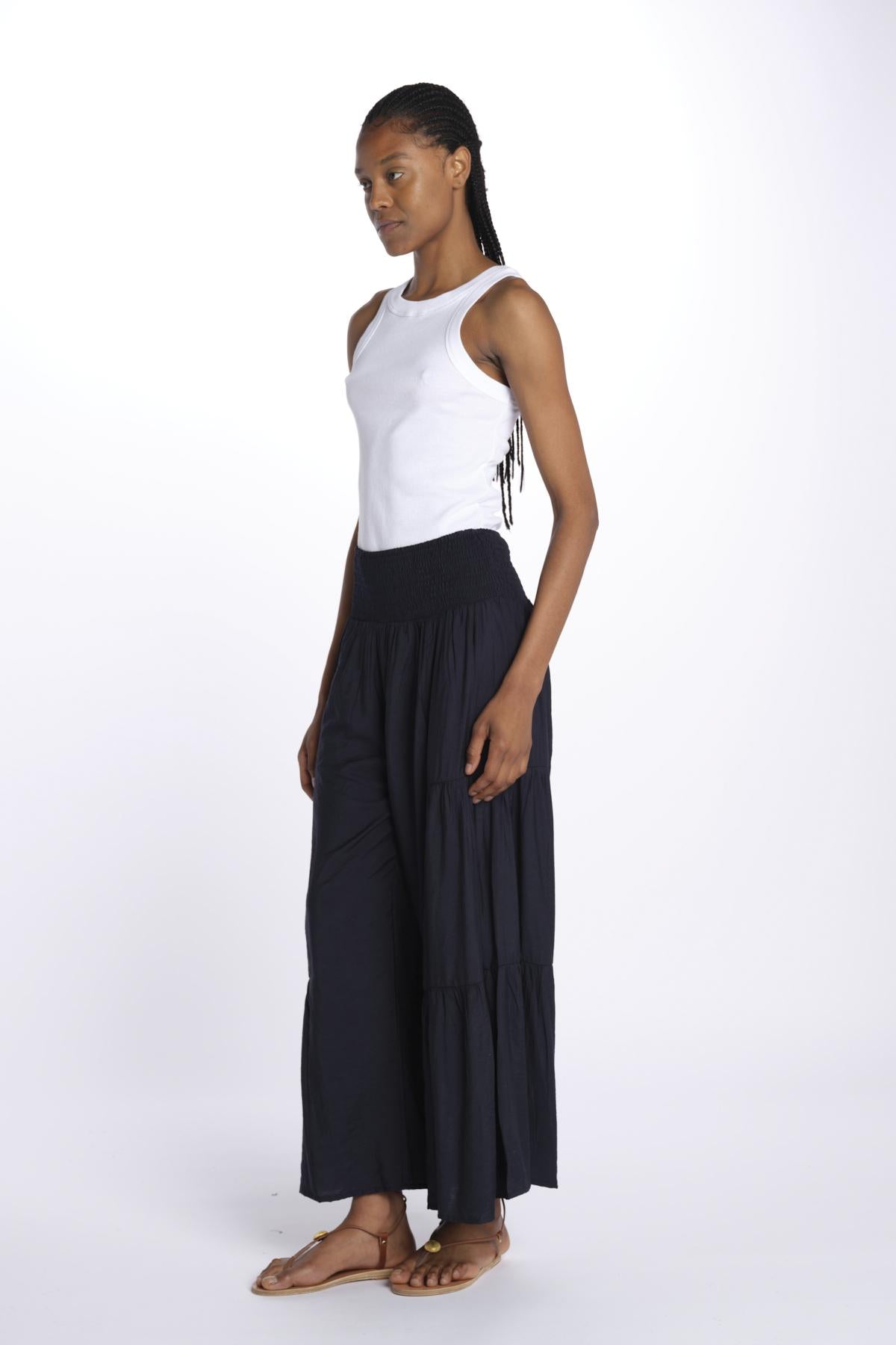 EMILE pantaloni con balze EMILE INDIGO laraethnics