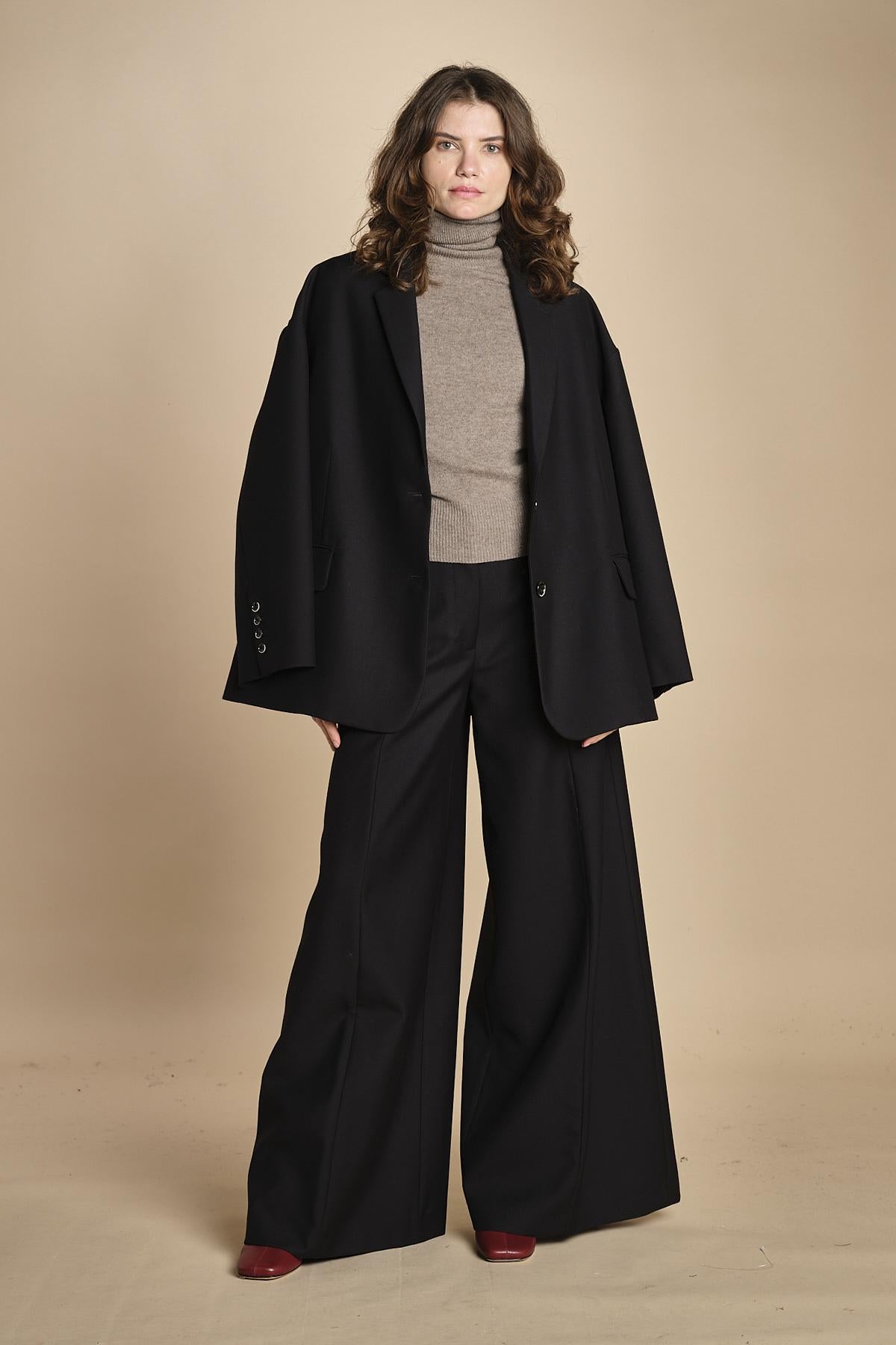 pantalone con nervature. ORIANNA ORN01 NERO nine in the morning
