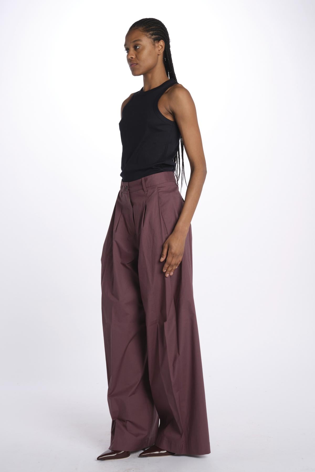 Pant PETRA 2 pinces popeline PETRA PE66 BURGUNDY nine in the morning