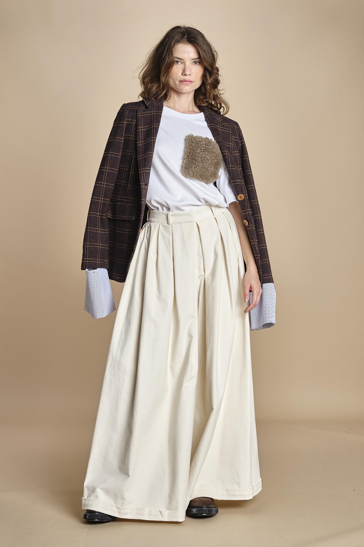 pantalone over in velluto BIRKIN MJD228_ATEX40 J0236 CREAM jejia