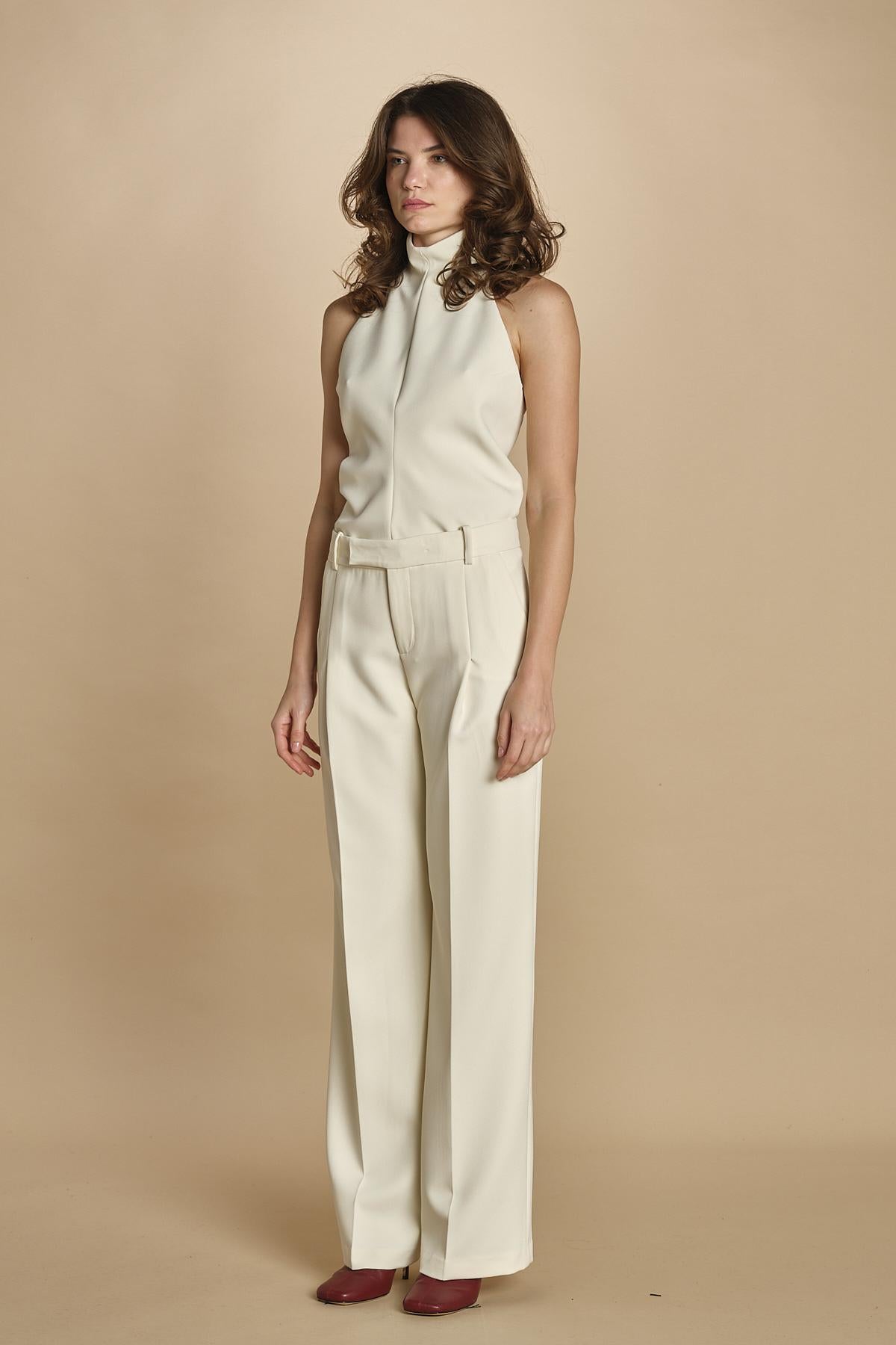 pantalone con pinces 30804-313 LATTE 02 federica tosi