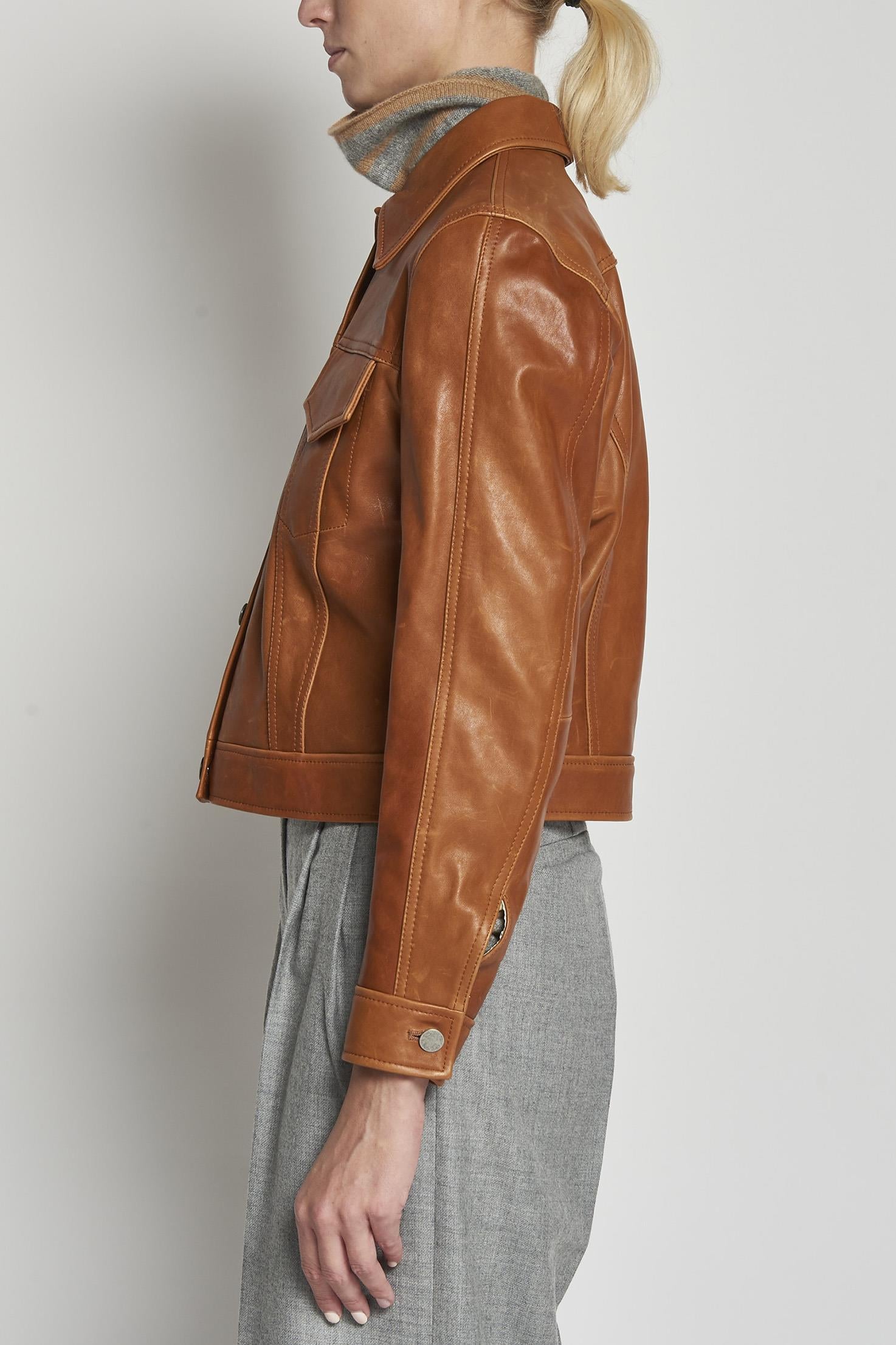 giacca in pelle beige GRANT MARRONE masscob