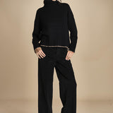 pantalone dritto in fustagno OLIMPIA BLACK true avenue