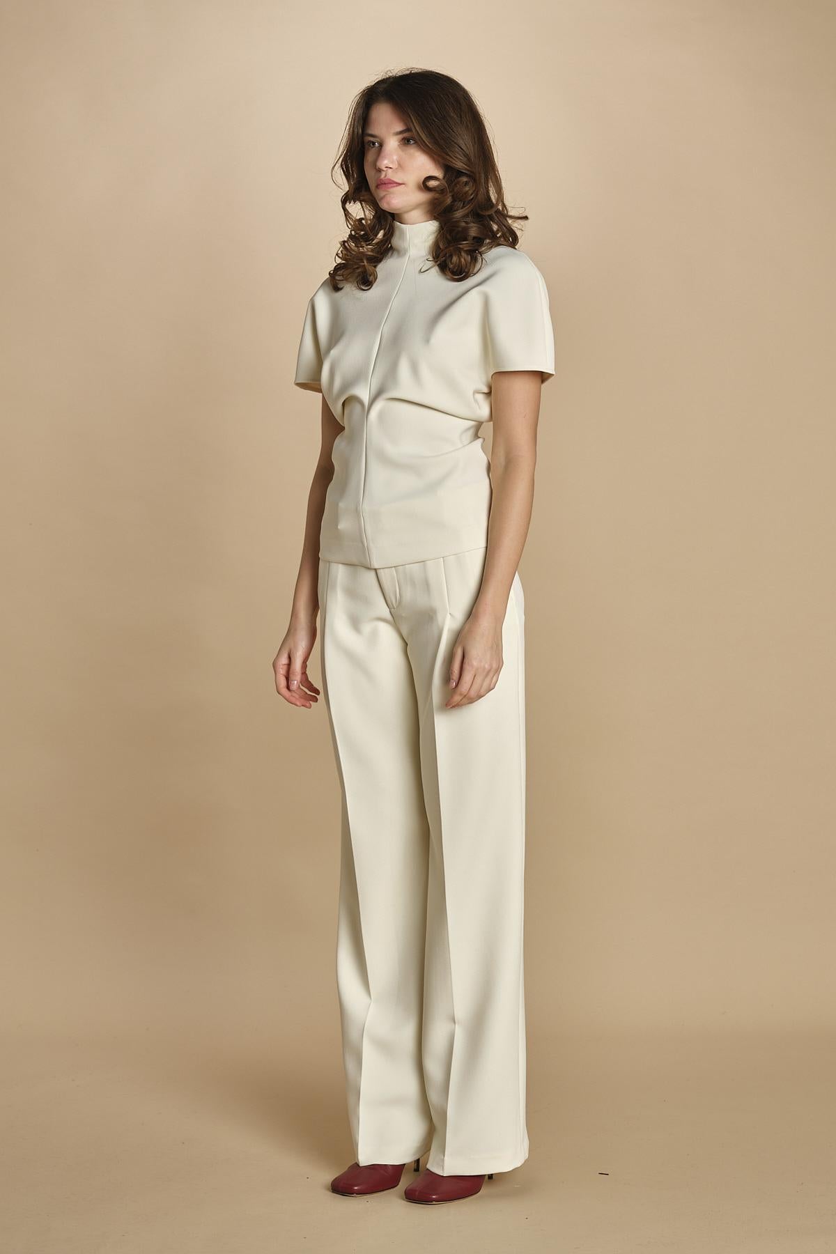 top manica corta con collo alto 31101-313 LATTE 02 federica tosi