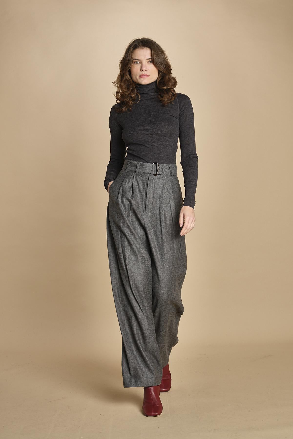 pantalone con due pinces occhio di perenice. PAN0173 GRI0125W soeur