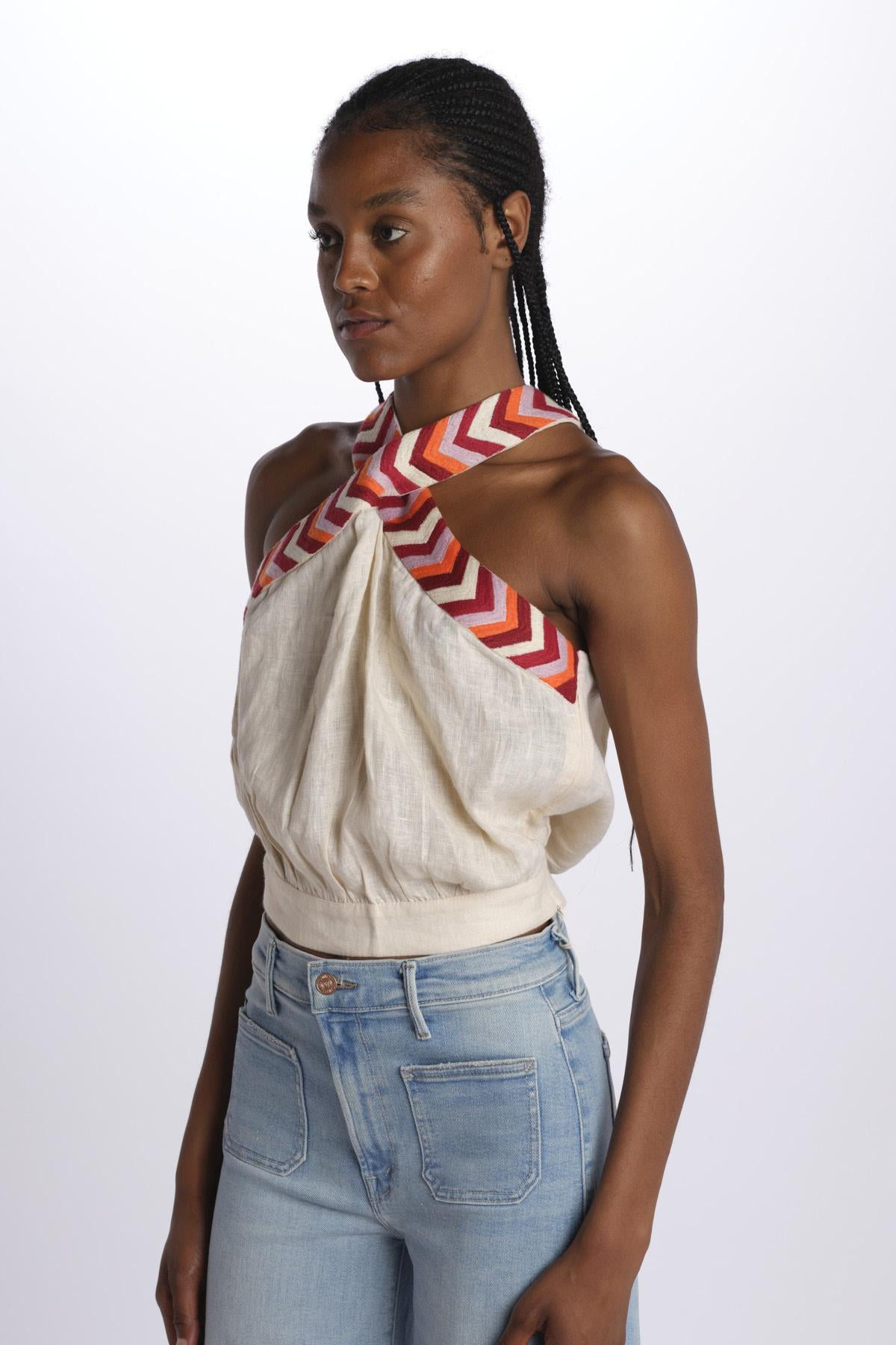 Top ricamo WILLOEMBROIDERY BEIGE chufy