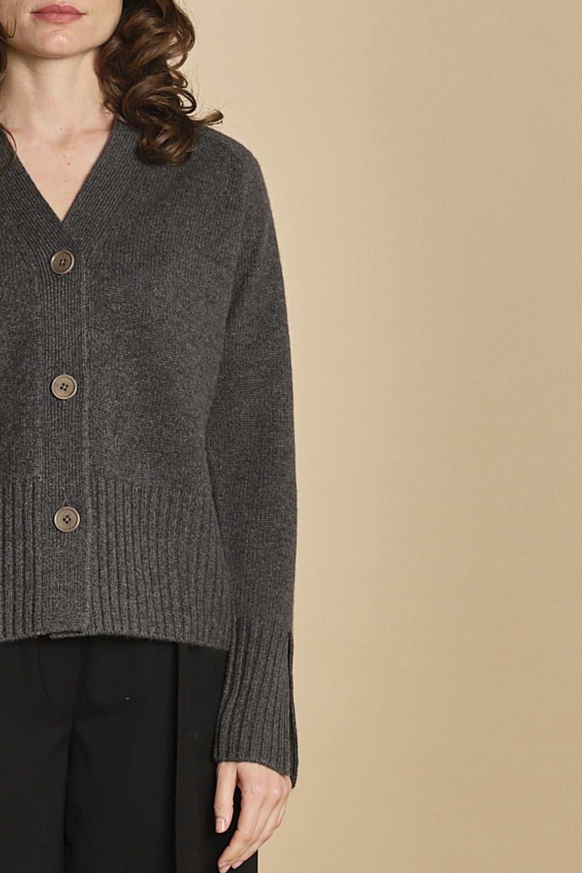 cardigan tre bottoni MIL4A24 25024 GRIGIO SCURO milaura