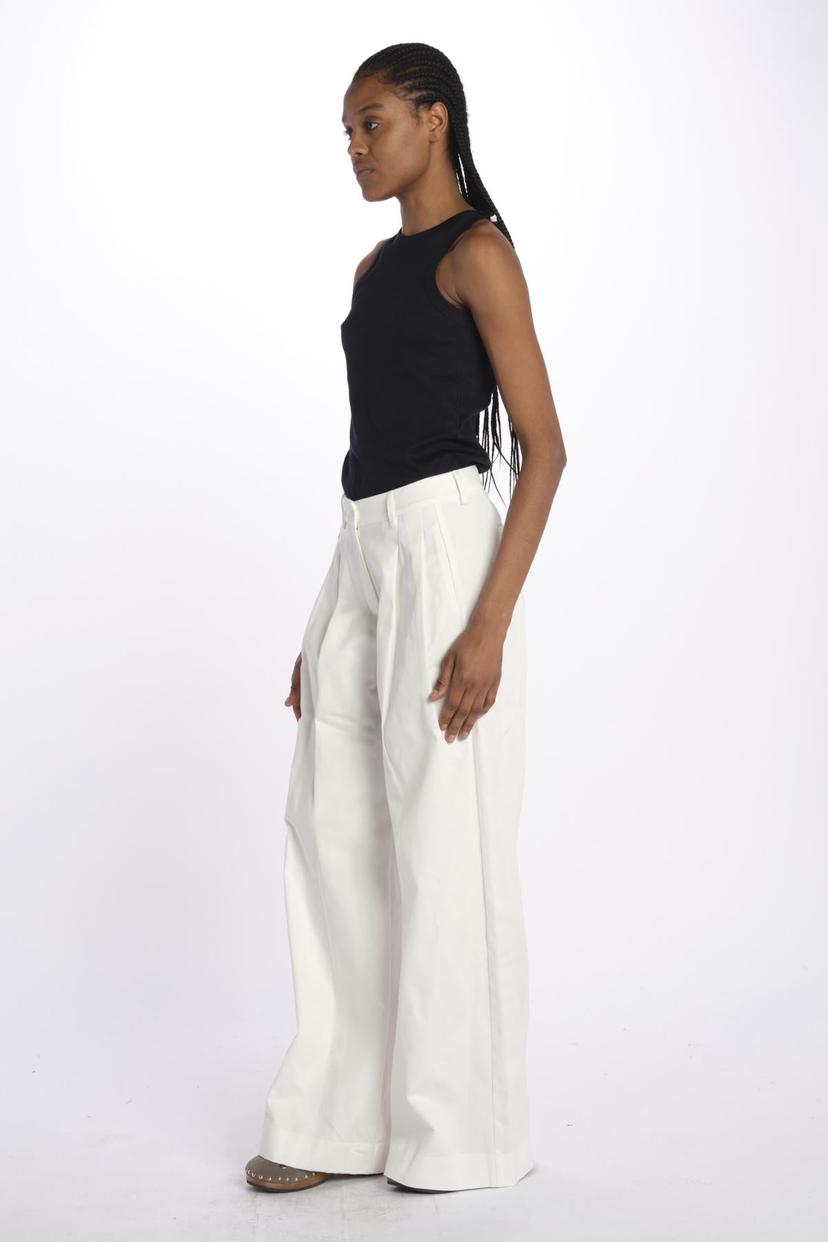 Pantaloni con pences KATHERINE PANT WHITE jejia