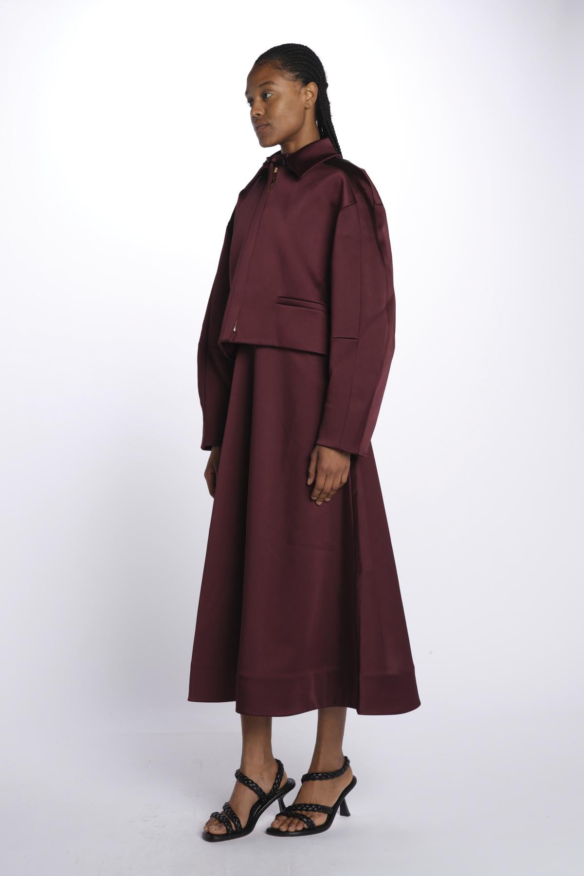 Bomber MERLOT CROPPED raso 4299 BURGUNDY rebecca vallance