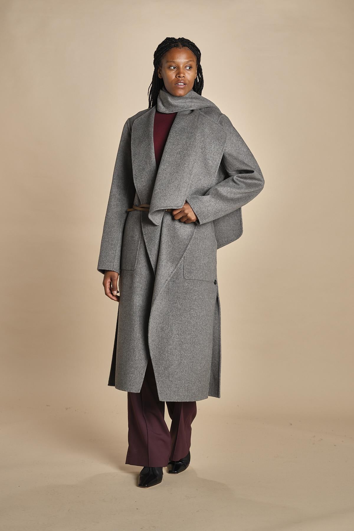 cappotto double con sciarpa VALERAN 3HVA36-V01001 GRIS CHINE vanessa bruno