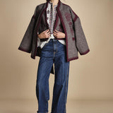 gilet in tessuto diagonale ricamato WILL GILET GREY antik batik