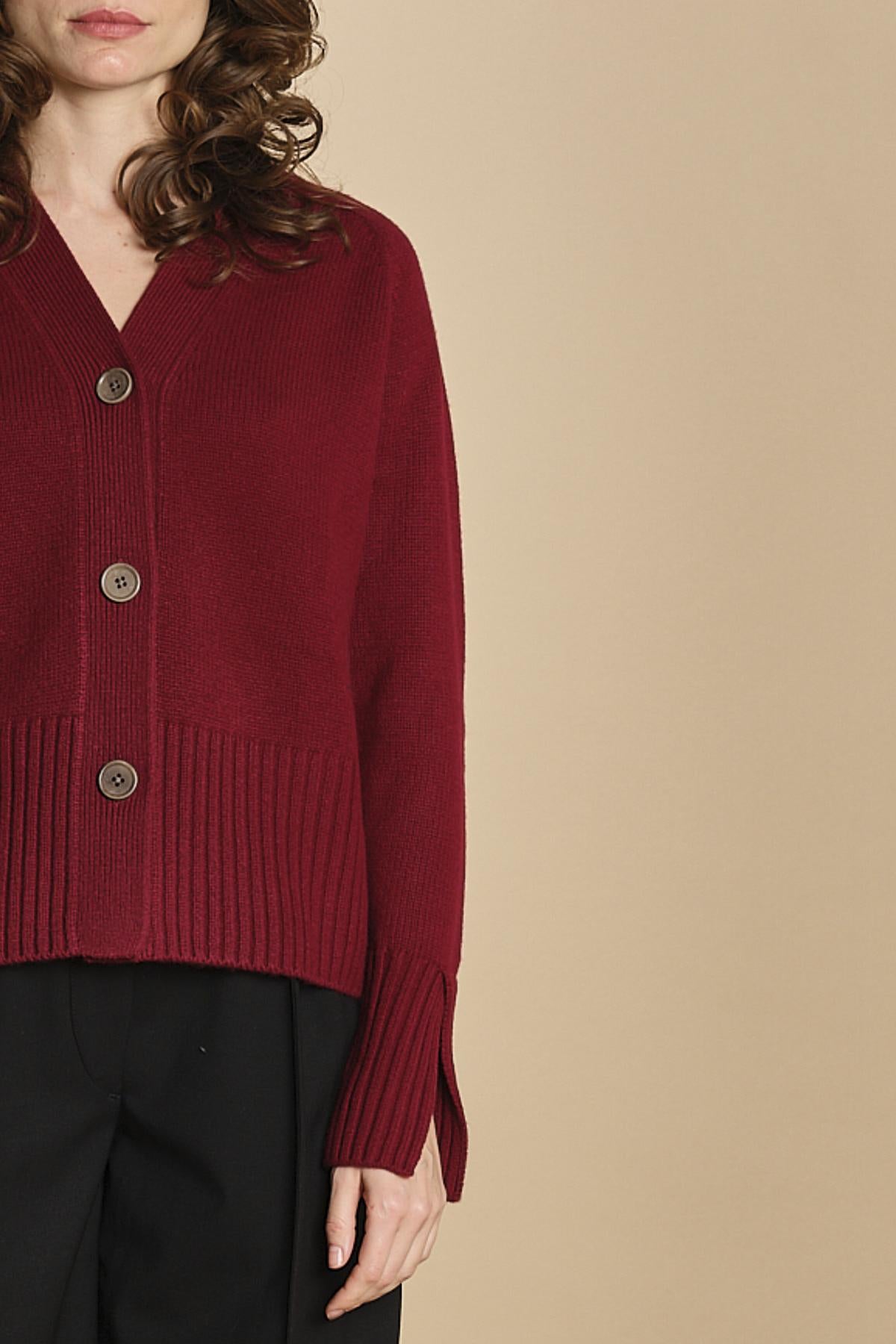 cardigan tre bottoni MIL4A24 25040 BORDEAUX milaura
