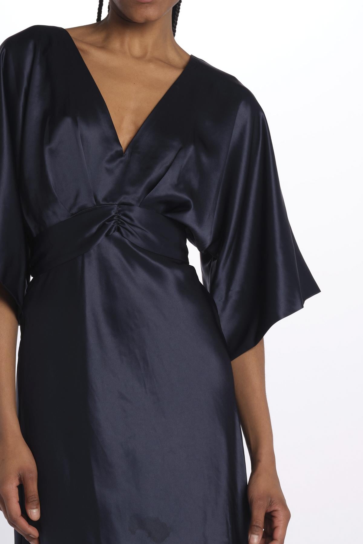 Abito JUNO midi manica svasata 3025446 NAVY malina