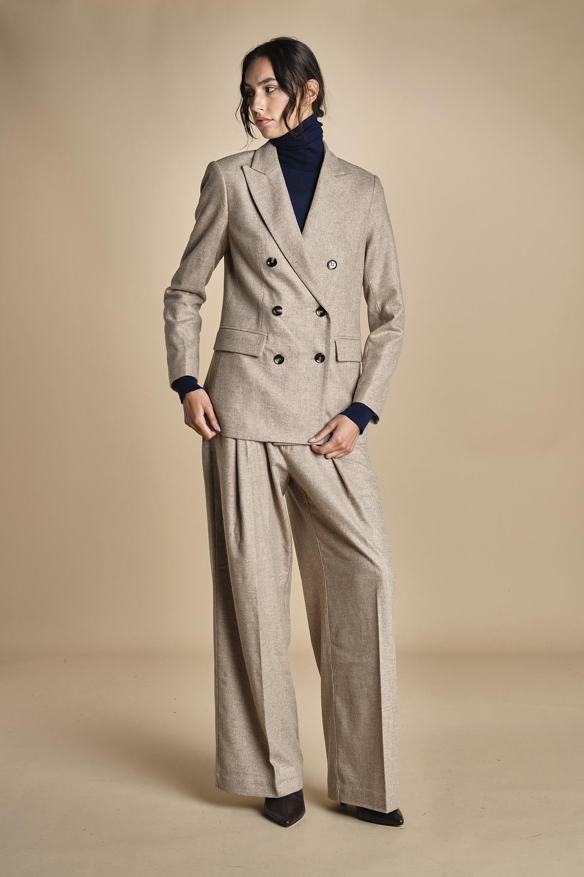 pantalone con pinces NANCY BEIGE true avenue