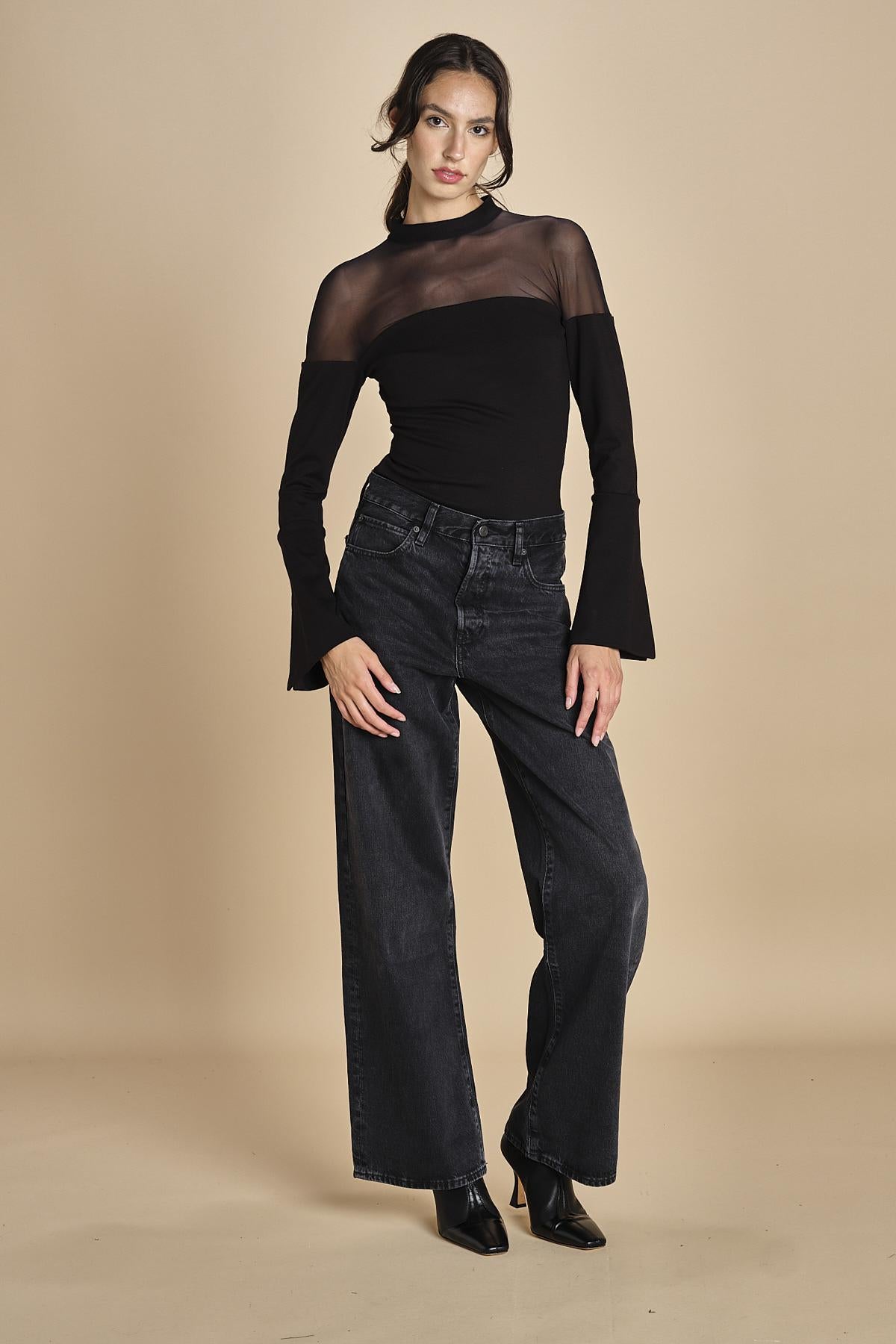 body manica lunga in jersey e tulle MY MUSE BLACK undress code