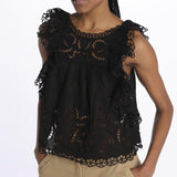 MARJA embroidert flutter tank E118 BLACK sea ny