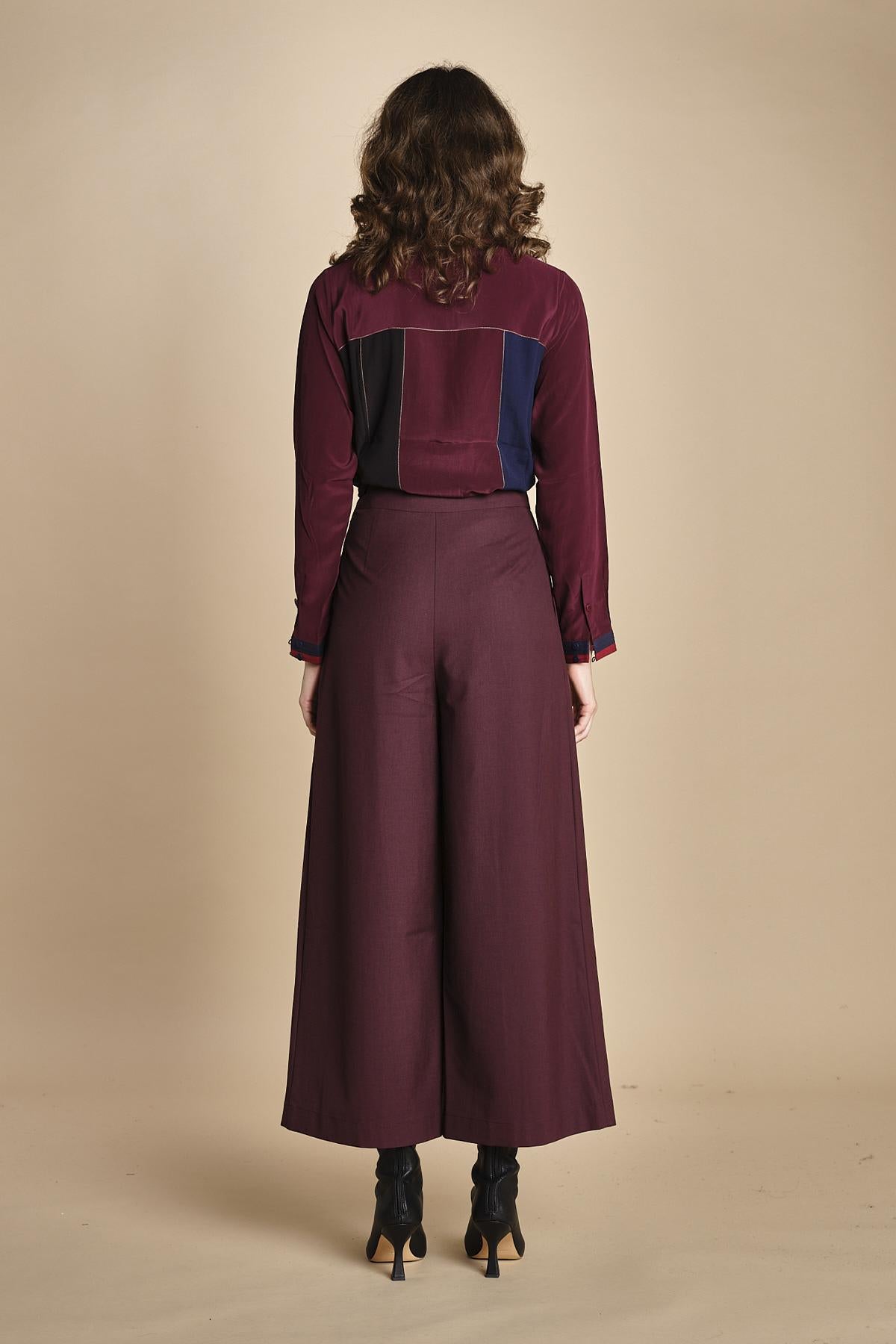 pantalone con sfondo piega BY_1779P BURGUNDI bodice