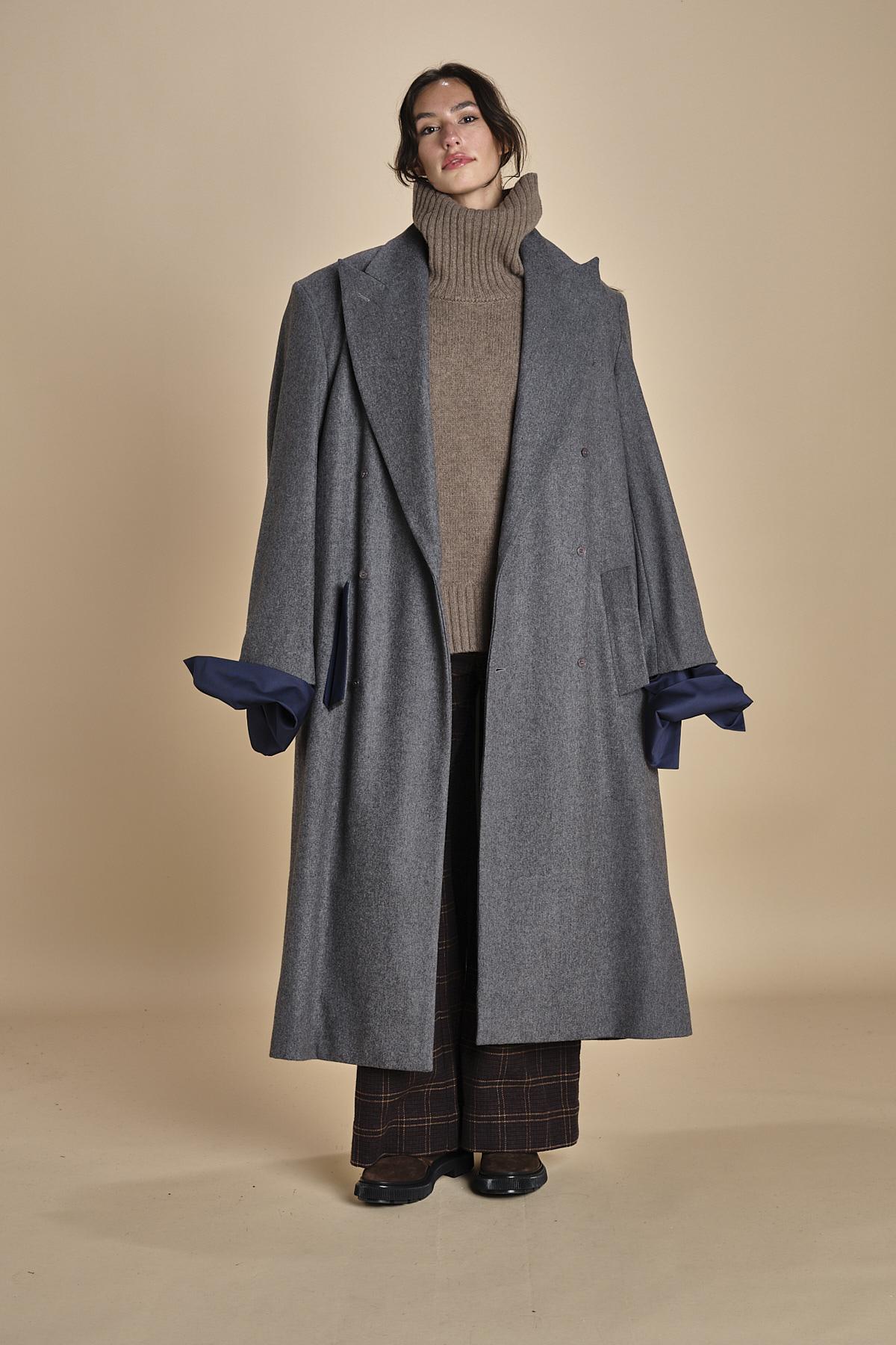 OLLY COAT cappotto doppiopetto in flanella over MJD517_A60003 1002 GREY jejia