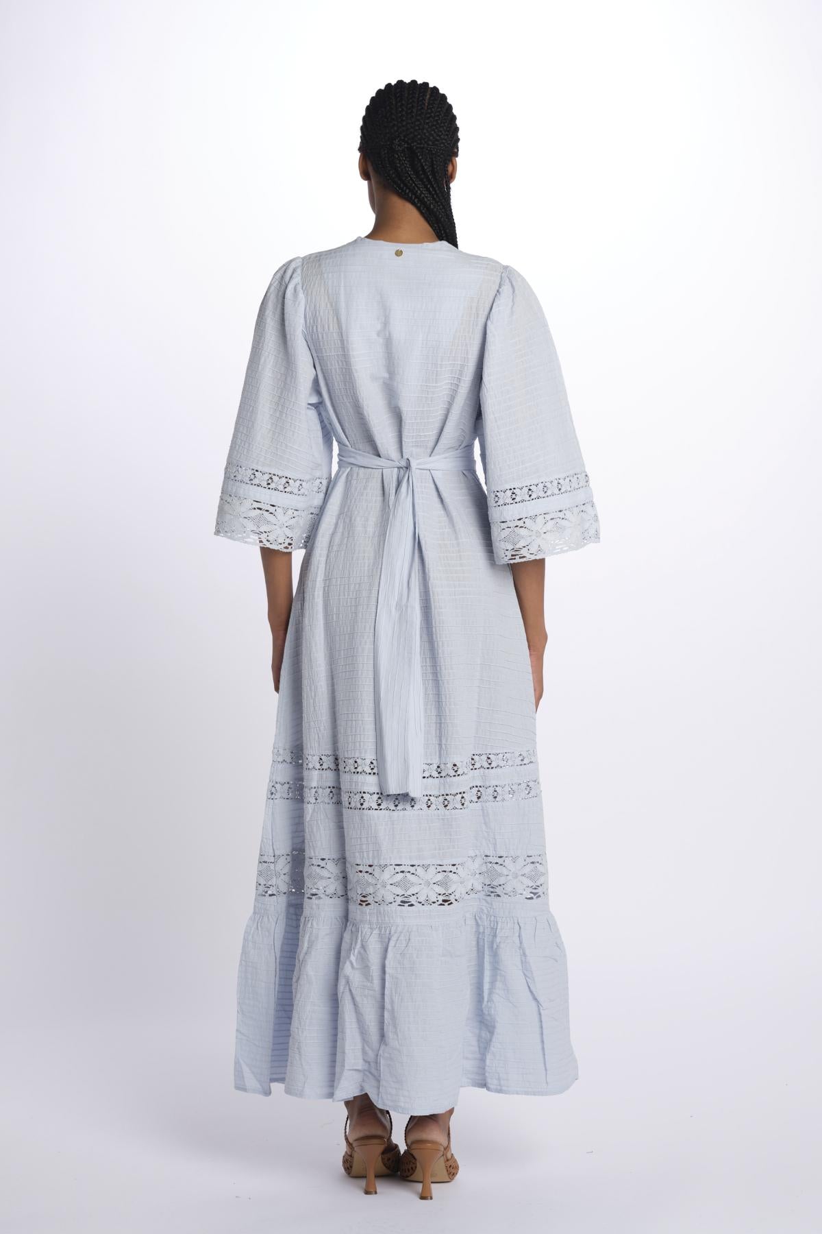 Abito LENA lungo ricamo pizzo LENA1LDR SKY antik batik