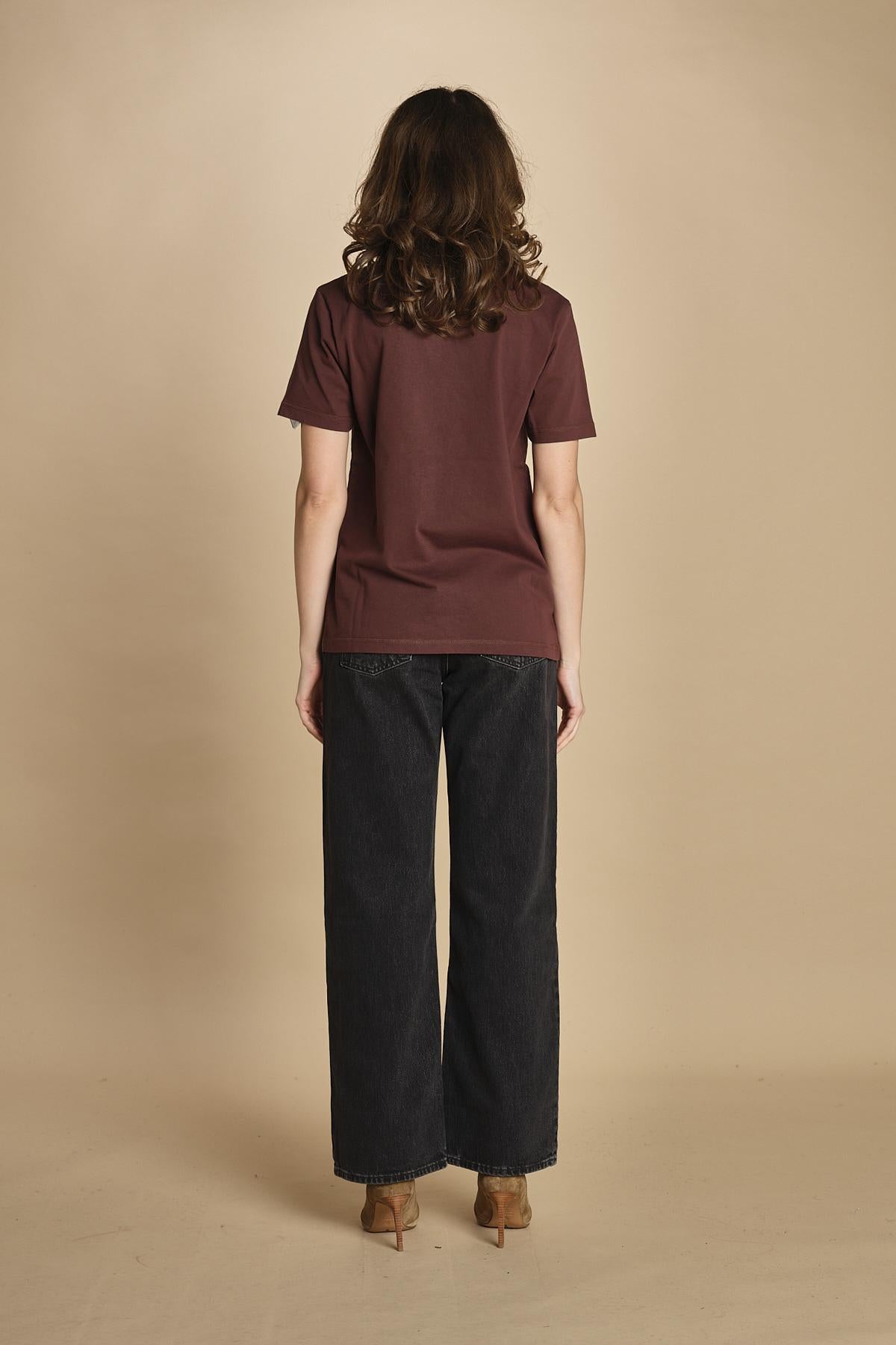 t-shirt con scritta e strass. JWTS02868 BURGUNDY 540 zadig & voltaire