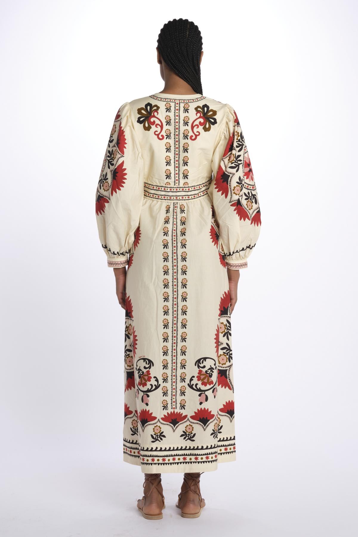 Abito lungo CASHEW MANDALA stampa fiori 328978 CREAM farm rio