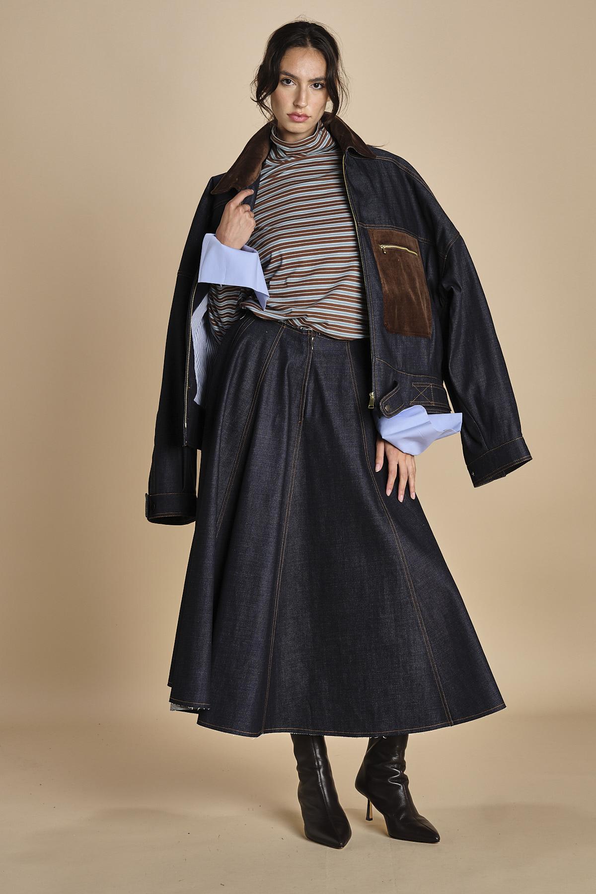 CARLO BOMBER giubbotto in denim MJD507_mr0710 BLUE JEANS WBK jejia