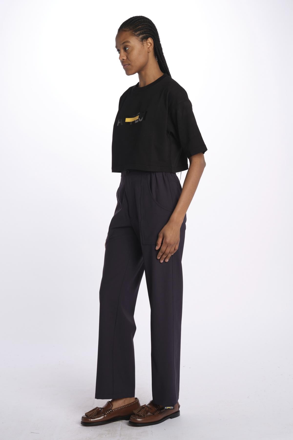 T-Shirt cropped logo Z500 NERO aspesi