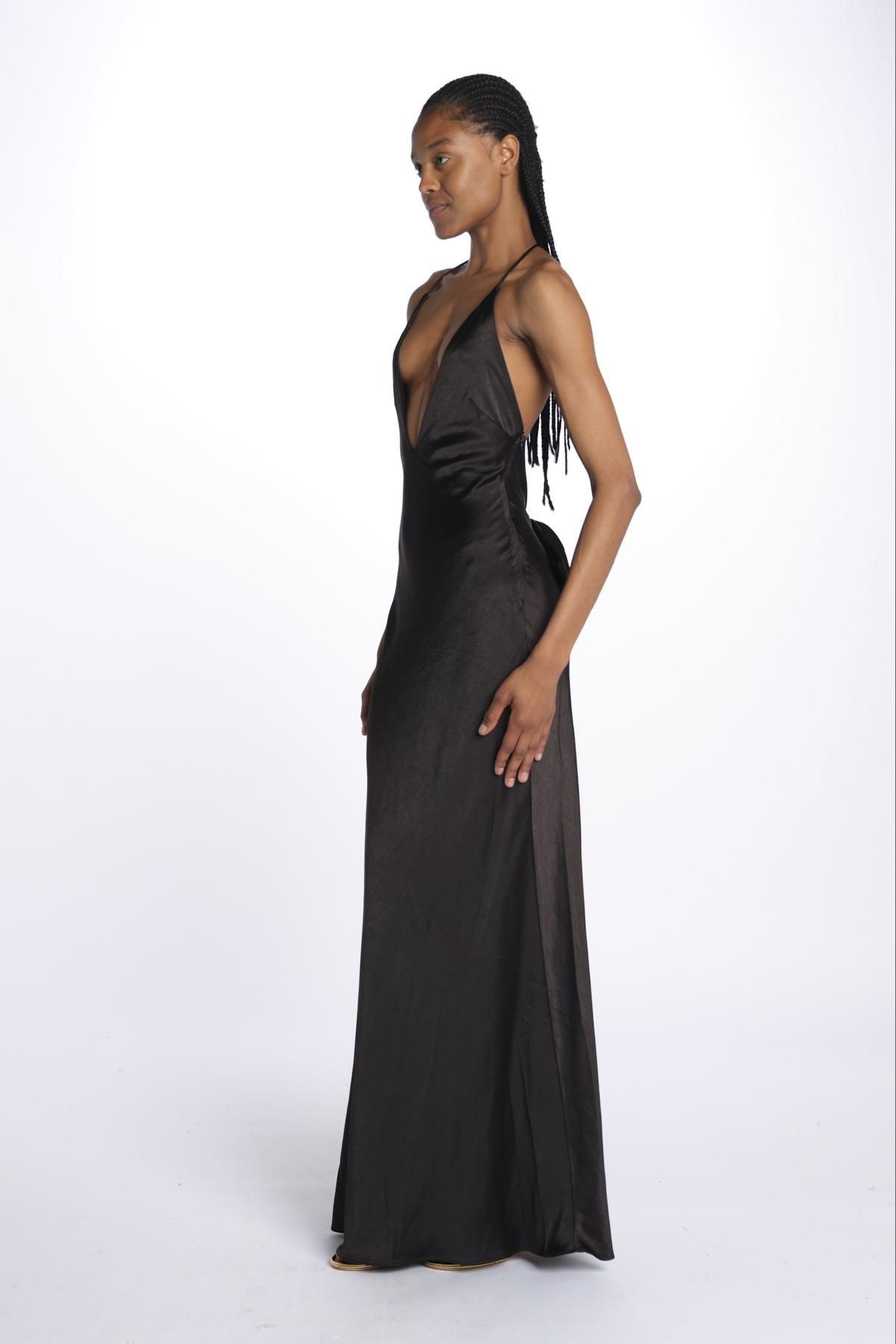 Abito HONOR spallina con fiocco GO29 BLACK misha