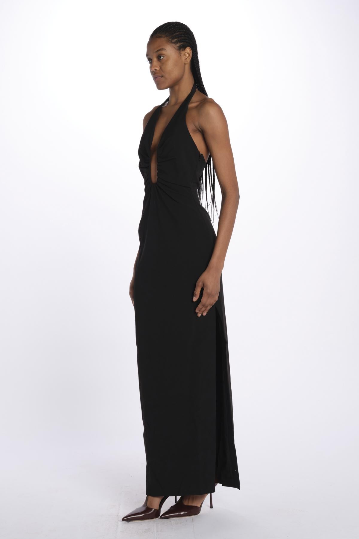 Abito ALUSIA lungo scollato double OND24DR066 BLACK misha