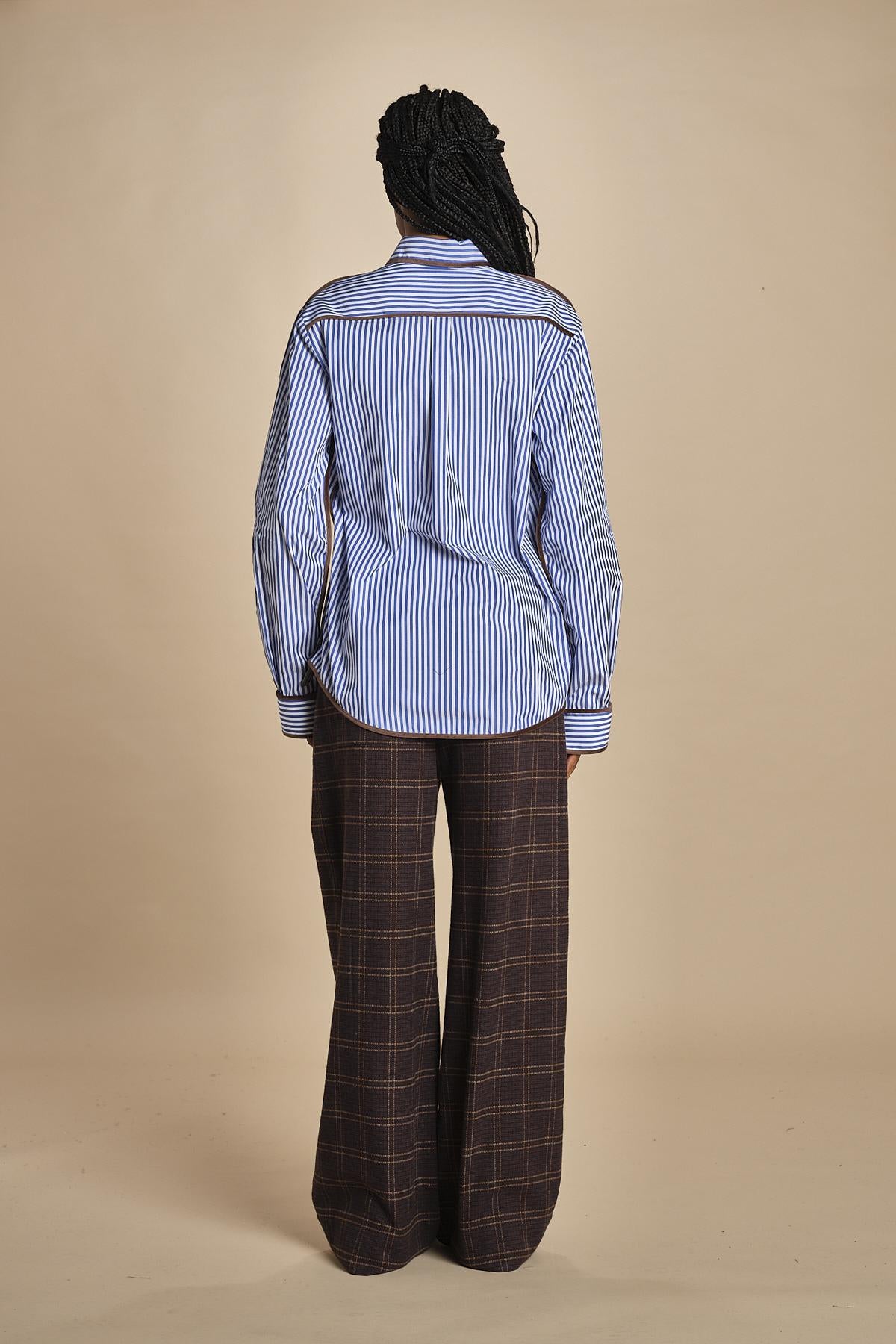 INES camicia da uomo a righe piu piping MJD117_A10016 0012 BLUE WHITE jejia