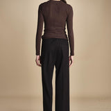 pantalone con elastico in punto milano PENSIL BLACK true avenue