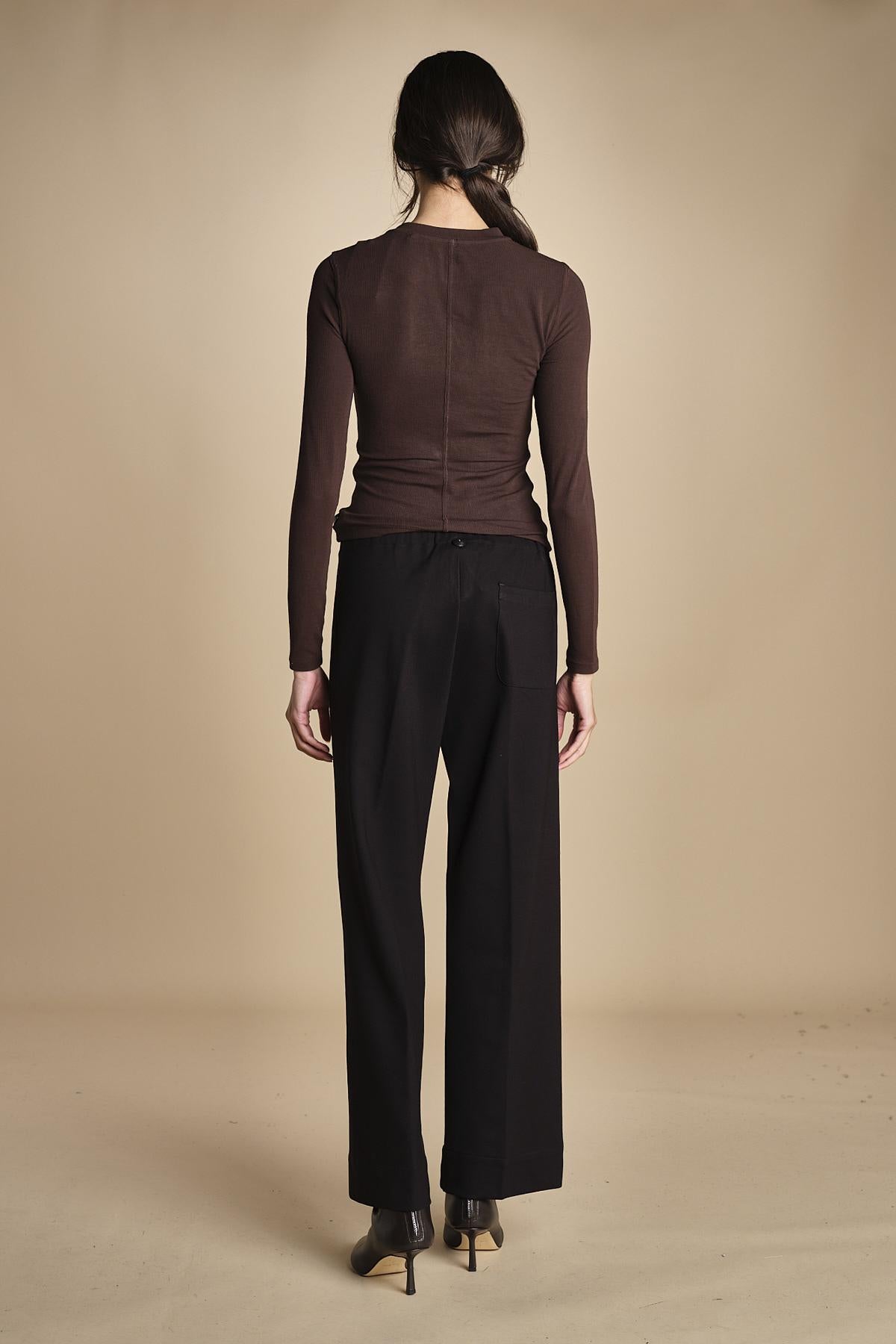 pantalone con elastico in punto milano PENSIL BLACK true avenue