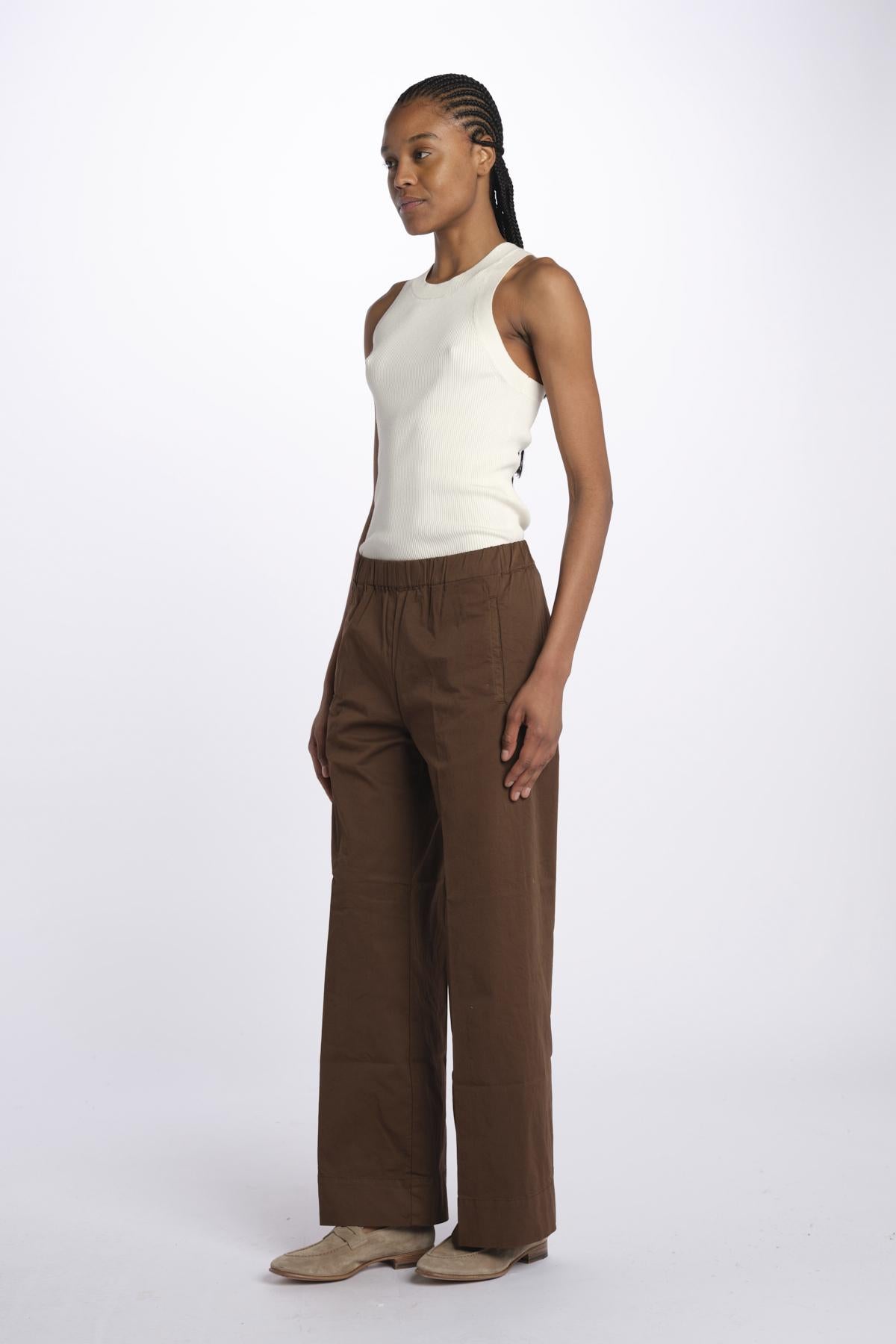 Pantalone PENSIL cotone con elastico PENSIL CHOCOLATE true avenue