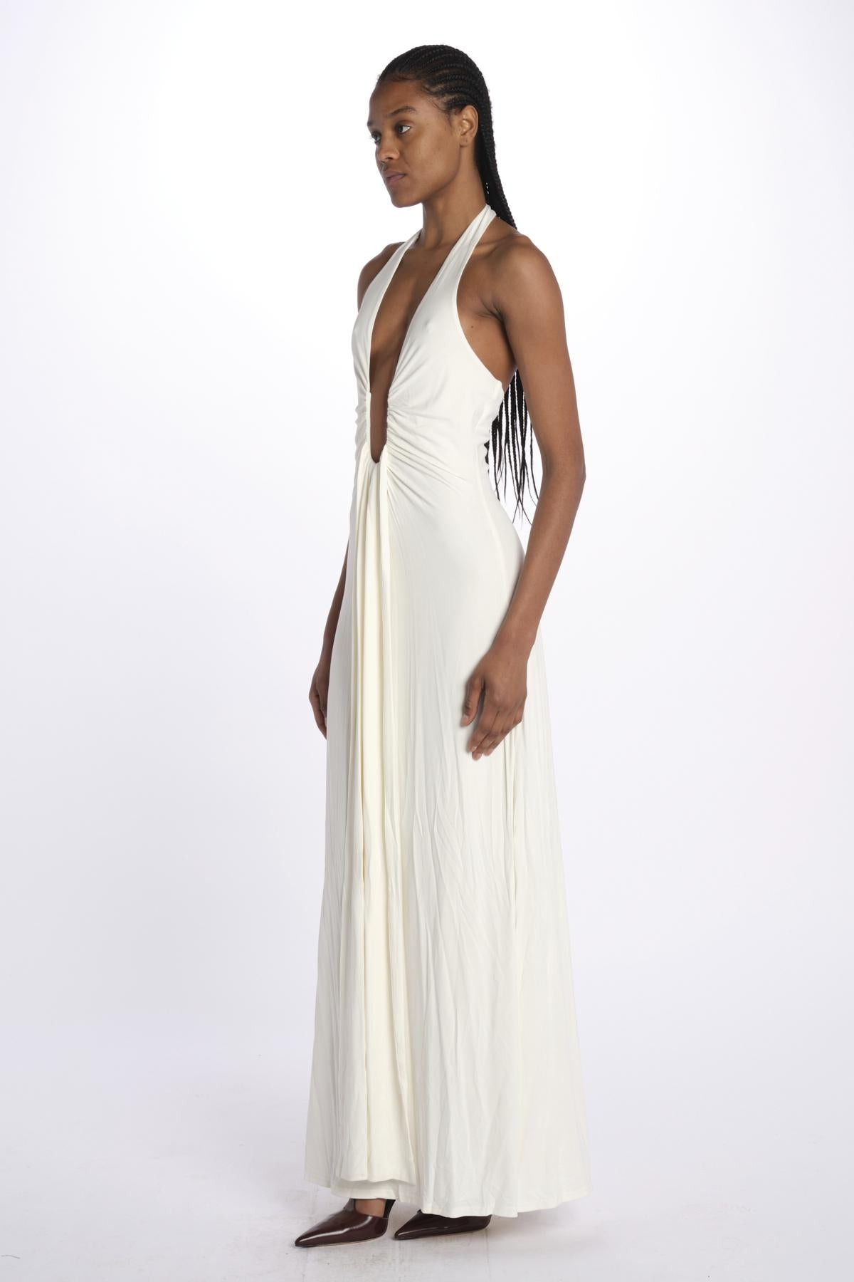 Abito JENNIFER lungo scollato jersey JAS24DR098 IVORY misha